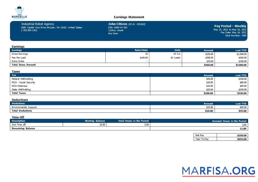 Blank Industrial robot company payslip download for verification